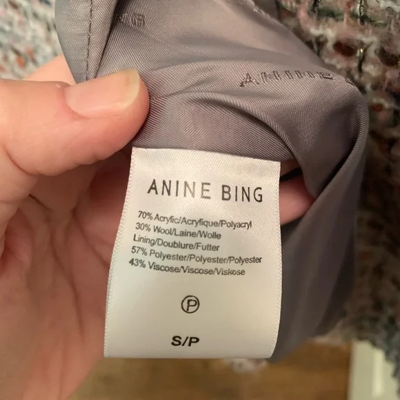 Anine Bing Diana Tweed Blazer Lavender Size Small NEW RARE - Picture 13 of 16